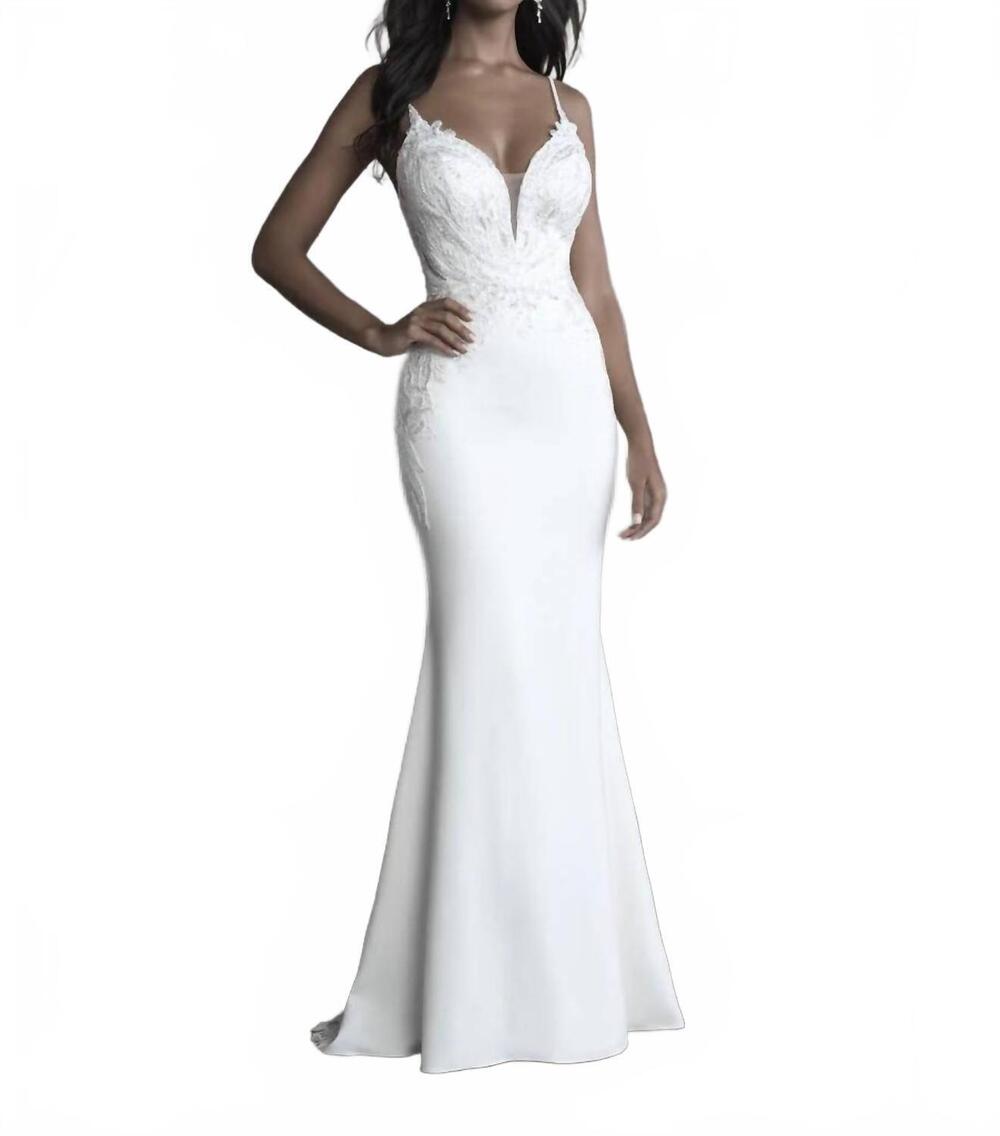 NEW ALLURE BRIDALS embroidered appliques gown in ivory/champagne/nude